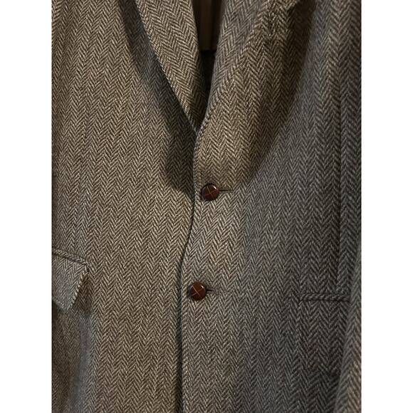 Harris Tweed Jacket Mens Brown Sport Coat Herringbone Wool Scottish Wood Hunt - Picture 3 of 16